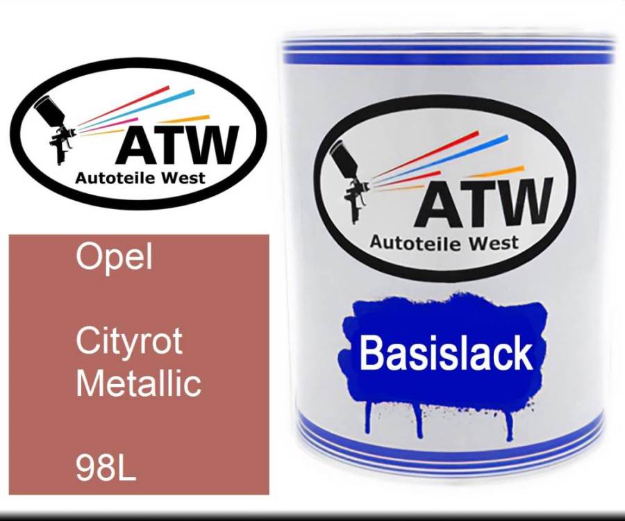 Opel, Cityrot Metallic, 98L: 1L Lackdose, von ATW Autoteile West.